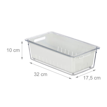 Lot de 4 boîtes de rangement pour réfrigérateur avec panier de drainage