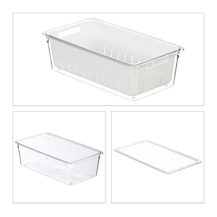 Lot de 4 boîtes de rangement pour réfrigérateur avec panier de drainage