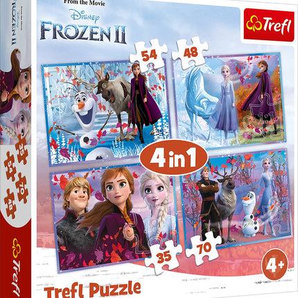 Coffret de puzzles 4 en 1 La Reine des Neiges II pour enfants, amusant et captivant