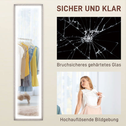 Miroir LED pleine longueur, 40 x 160 cm, commande tactile, intensité variable