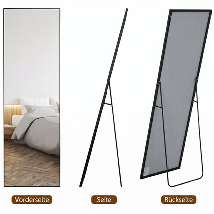 Miroir pleine longueur, 161,5 cm, argenté, mural ou sur pied