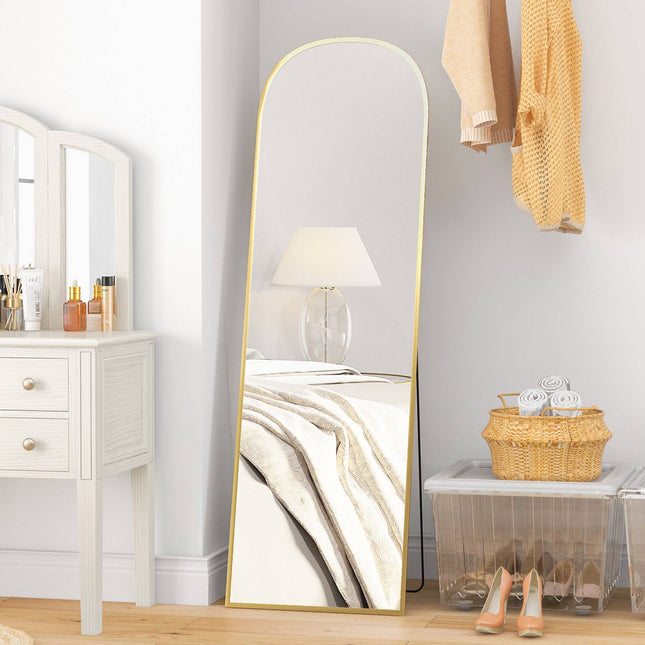 Miroir sur pied, doré, 50 x 161,5 cm, cadre en aluminium