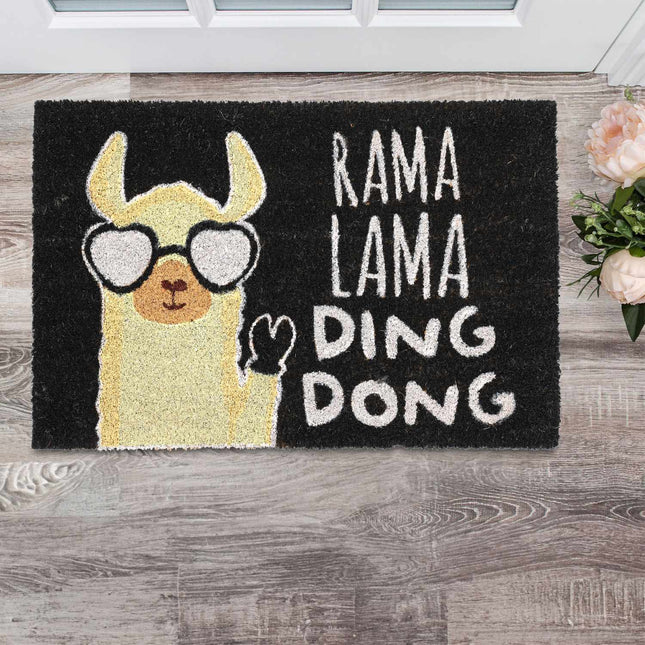 Paillasson en fibre de coco motif lama amusant - Usage intérieur/extérieur