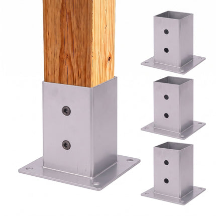 Supports de poteaux en acier galvanisé, lot de 4 – Argent, 90 x 150 mm