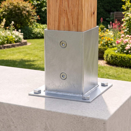 Supports de poteaux en acier galvanisé, lot de 4 – 70 x 70 mm