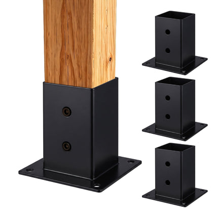 Supports de poteaux en acier galvanisé, noirs, lot de 4, 70 x 150 mm