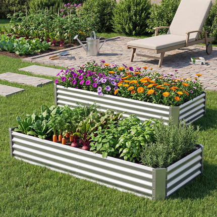 Potager surélevé galvanisé 180 x 90 x 30 cm, base ouverte