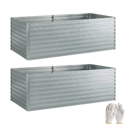 Hochbeet-Set aus verzinktem Stahl, 180x90x60 cm, Silber