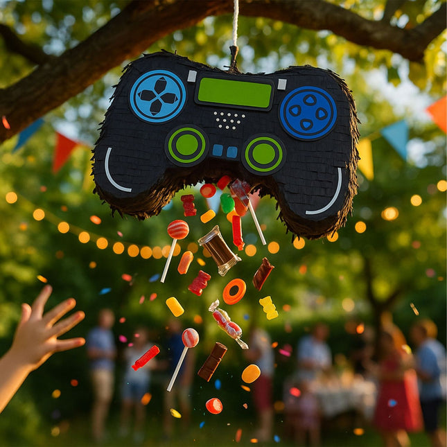 Gamer-Controller-Piñata-Set mit Schlagstock und Maske