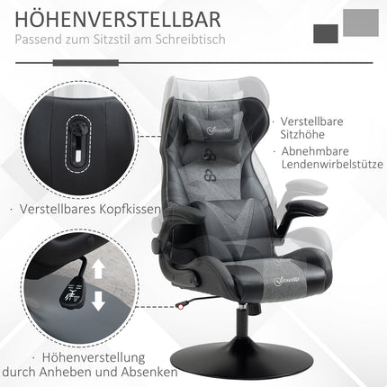 Chaise de jeu, hauteur réglable, noir/gris, design ergonomique