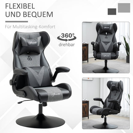 Chaise de jeu, hauteur réglable, noir/gris, design ergonomique