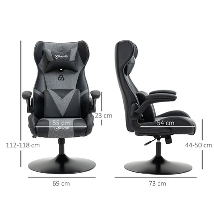 Chaise de jeu, hauteur réglable, noir/gris, design ergonomique
