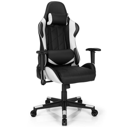 Fauteuil de jeu, inclinaison réglable de 90 à 160°, cuir PU blanc