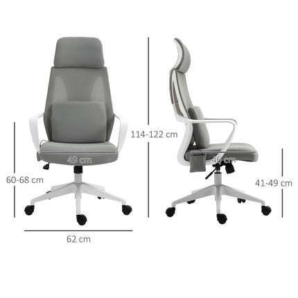 Chaise De Jeu, Chaise De Bureau Avec Fonction Massage, Chaise Pivotante, Ergonomique, Nylon, Gris, 62X60X114-122Cm