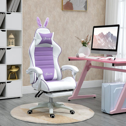 Chaise de jeu avec repose-pieds et soutien lombaire, violet