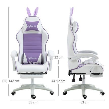 Chaise de jeu avec repose-pieds et soutien lombaire, violet