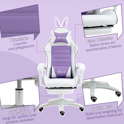 Chaise de jeu avec repose-pieds et soutien lombaire, violet