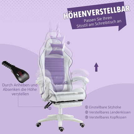 Chaise de jeu avec repose-pieds et soutien lombaire, violet