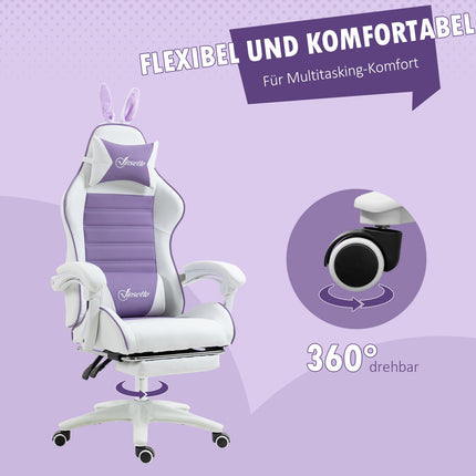 Chaise de jeu avec repose-pieds et soutien lombaire, violet