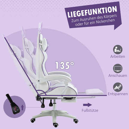 Chaise de jeu avec repose-pieds et soutien lombaire, violet