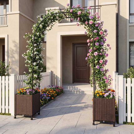 Treillis en forme d'arche de jardin avec 2 jardinières à arrosage automatique