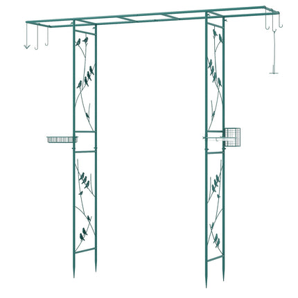 Arche de jardin avec mangeoire et abreuvoir pour oiseaux, structure en métal