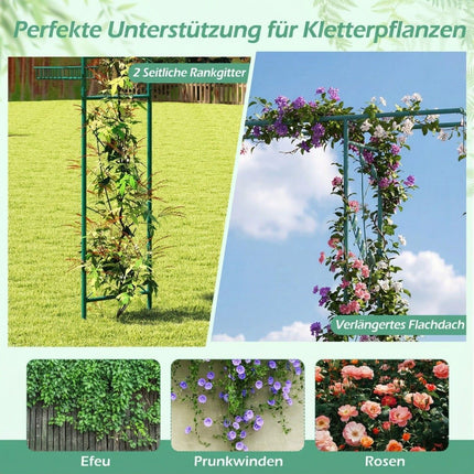 Arche de jardin avec mangeoire et abreuvoir pour oiseaux, structure en métal
