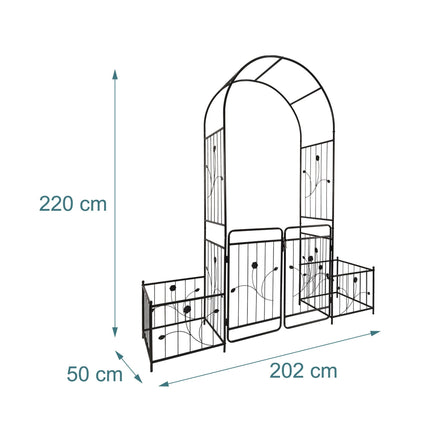 Arche de jardin avec portail et jardinières - Métal résistant aux intempéries