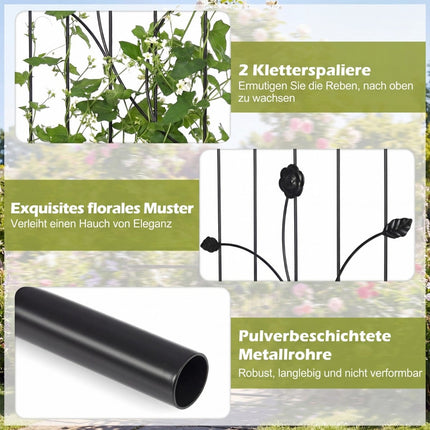 Arche de jardin avec portail verrouillable, treillis métallique, noir