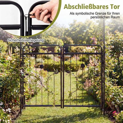 Arche de jardin avec portail verrouillable, treillis métallique, noir