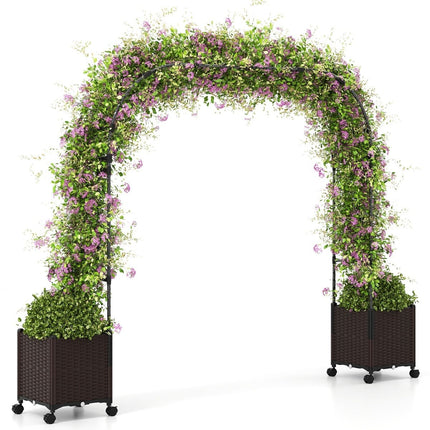 Arche de jardin avec jardinières, treillis métallique pour plantes grimpantes