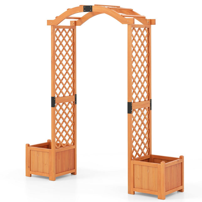 Arche de jardin avec jardinières, treillis en bois pour plantes grimpantes