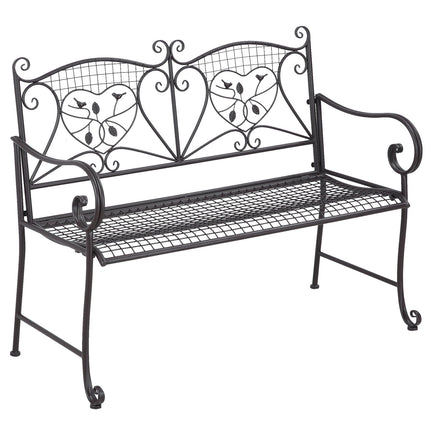 Wetterfeste 2-Sitzer-Gartenbank aus Metall, Antik-Optik