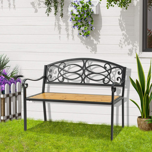 Gartenbank für 2 Personen aus Holz und Metall – 220 kg Tragkraft