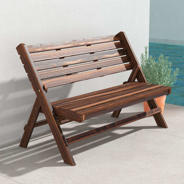 Gartenbank – 2-Sitzer, karbonisiert, Tragkraft 250 kg