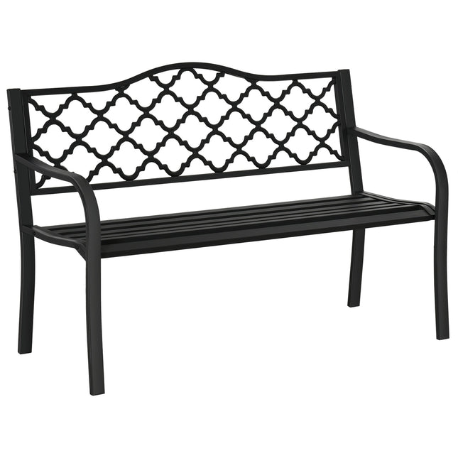 2-Sitzer-Gartenbank aus Metall, elegantes, schwarzes Gusseisen