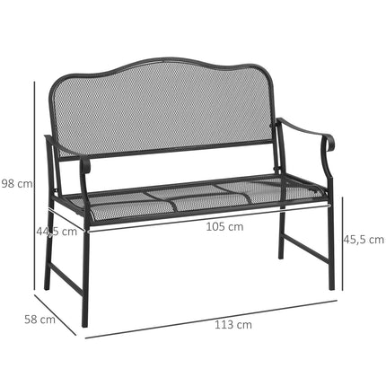 Metall-Gartenbank, 2-Sitzer, schwarz, Tragfähigkeit 220 kg