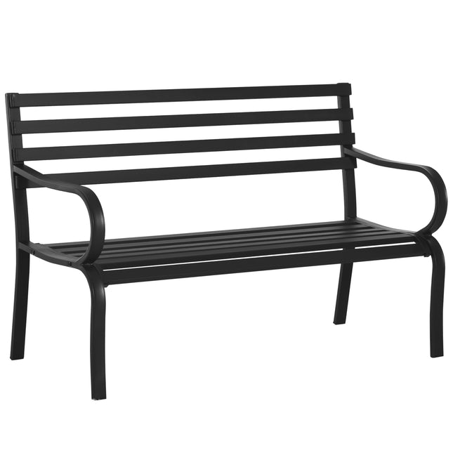 Banc De Jardin Banc Salon De Jardin En Métal 2 Places Noir 127 X 58 X 82 Cm