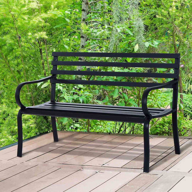 Banc De Jardin Banc Salon De Jardin En Métal 2 Places Noir 127 X 58 X 82 Cm