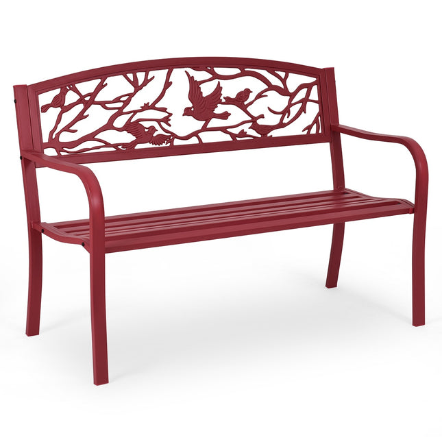 Banc de jardin en fonte d'acier, 2-3 places, rouge