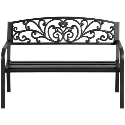 Gartenbank aus Metall, 2-Sitzer, wetterfest, schwarz
