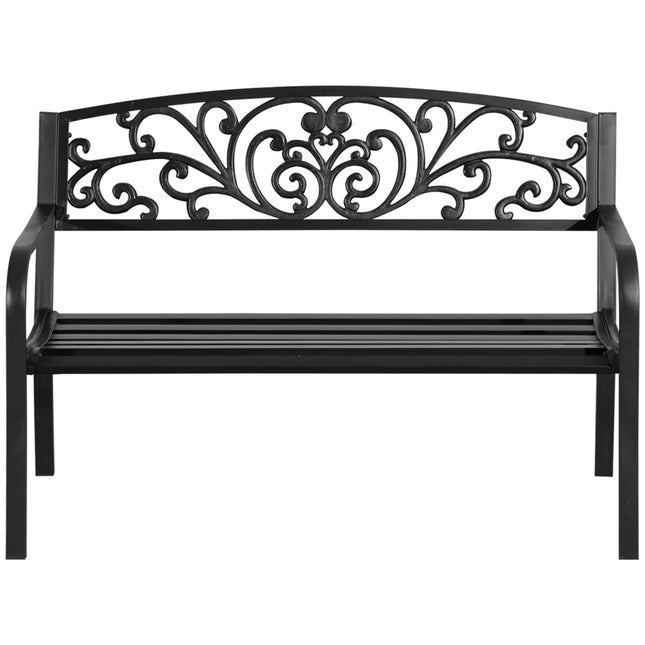 Gartenbank aus Metall, 2-Sitzer, wetterfest, schwarz