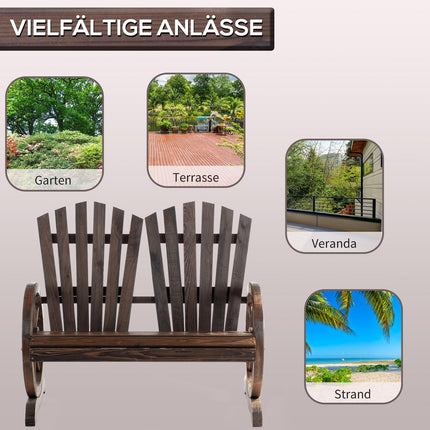 Gartenbank aus Massivholz mit Armlehnen, dunkelbraun