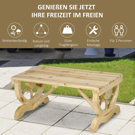 Wetterfeste Gartenbank aus Holz, rustikale Oberfläche, 98 x 50 cm