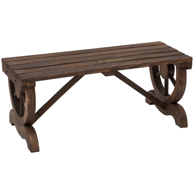 Gartenbank aus Holz, wetterfestes rustikales Design, 98 x 50 x 39,5 cm