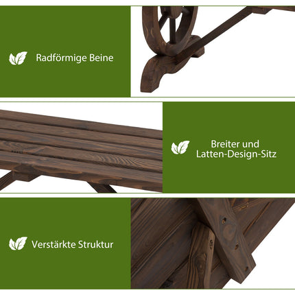 Banc De Jardin En Bois Résistant Aux Intempéries Meubles De Jardin Banc Rustique Naturel 98 X 50 X 39,5 Cm