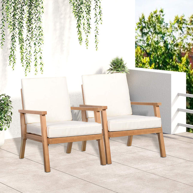 Bequeme Gartenstühle aus Pappelholz mit Kissen - 2 Stück