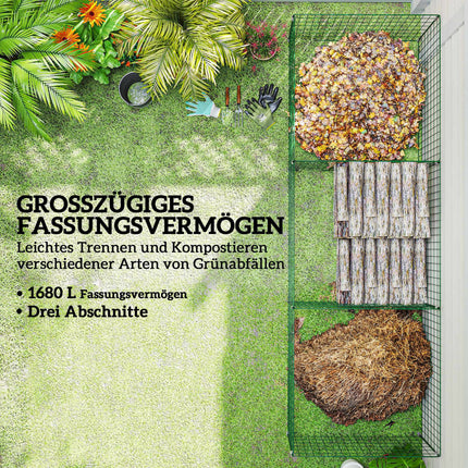 Garten-Kompostbehälter, Stahl, 270 L, offenes Maschendesign