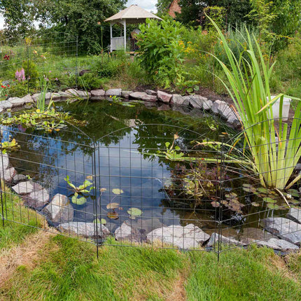 Clôture de jardin, 5 panneaux arqués, bordure en métal