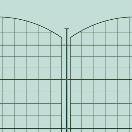 Clôture de jardin, 5 panneaux arqués, bordure en métal